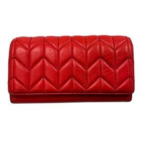 Fossil Logan Quilted Leather Flap Wallet in Cherry Red
